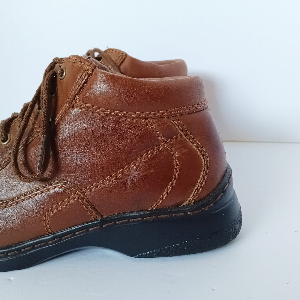 🤎 Dr. Scholl's Ella Brown Leather Boots Lace-Up Womens 6 Ankle Comfort - Picture 4 of 12
